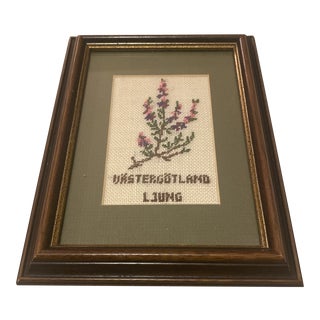 Swedish Embroidered Flower Picture From Vastergotland For Sale