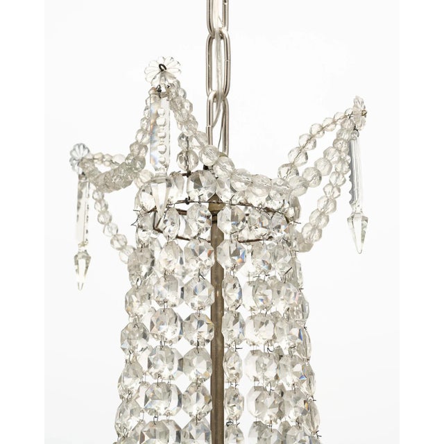 Glass French Antique Crystal “Basket” Chandelier by Baccarat For Sale - Image 7 of 10