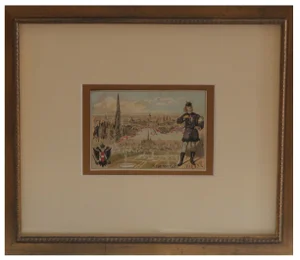 Early 1900s Framed French City Card, Vienna