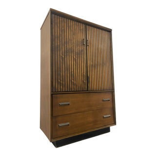 1960s Bassett Furniture Walnut Tall Dresser For Sale
