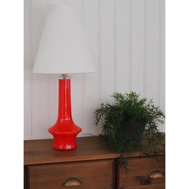 Red Table Lamps in Red Glass by Gert Nyström for Hyllinge Glasbruk Sweden, 1960s, Set of 2 For Sale - Image 8 of 9