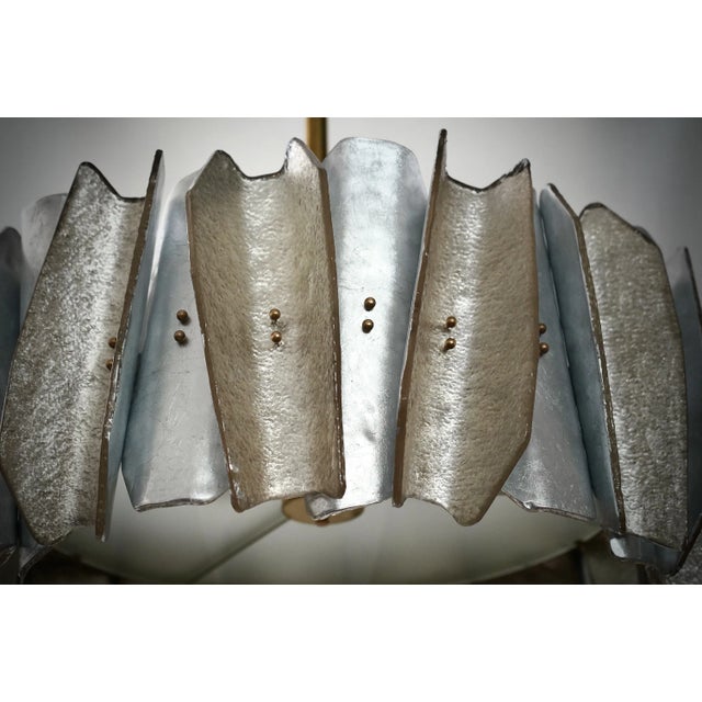 Mid-Century Modern Murano Round Art Glass and Brass Chandelier, 2000 For Sale - Image 3 of 11