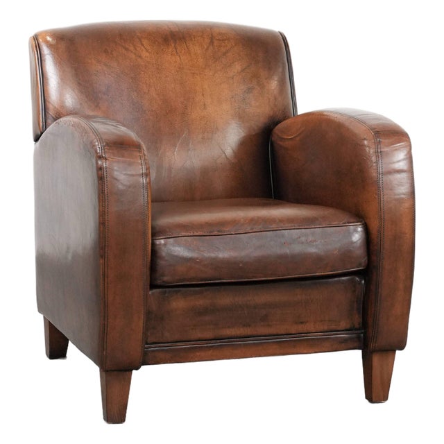 Vintage Club Chair in Sheepskin Leather For Sale