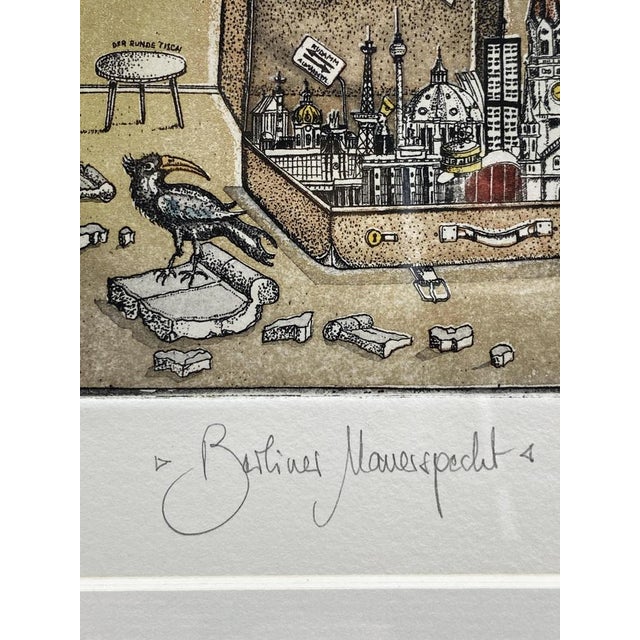 Rainer Hercks, Berlin Wall Woodpecker, 1990, Color Etching For Sale - Image 4 of 15