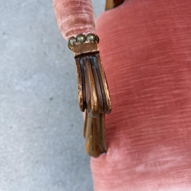 Pink Vintage Kindel Attributed French Arm Chair With Nail Head Trim For Sale - Image 8 of 11