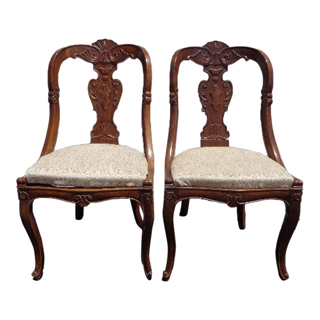 Early 20th Century Antique Italian Empire Neoclassical Decorative Chairs - Set of 2 For Sale