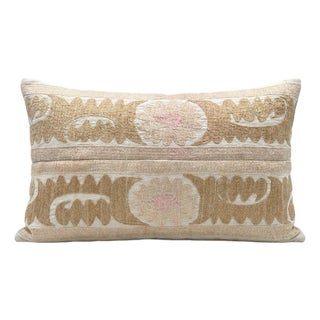 Tashkent Suzani Lumbar Pillow Cover 15'' X 24'' For Sale
