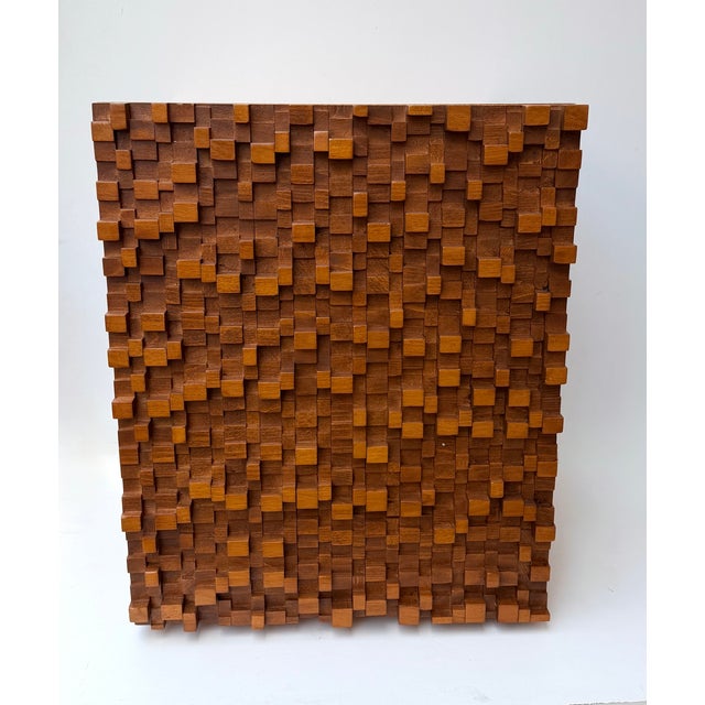 Wood Contemporary Pair of Wood Marquetry Cube Bedside Tables. Italy For Sale - Image 7 of 17