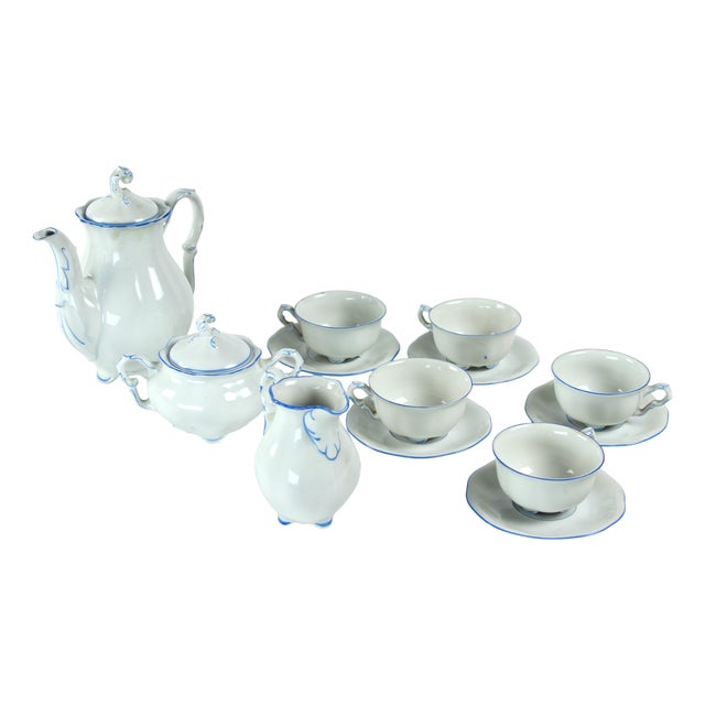 Tea / Coffee Porcelain Set by Pirkenhammer Brezova, 1950s, Set of 13 For Sale