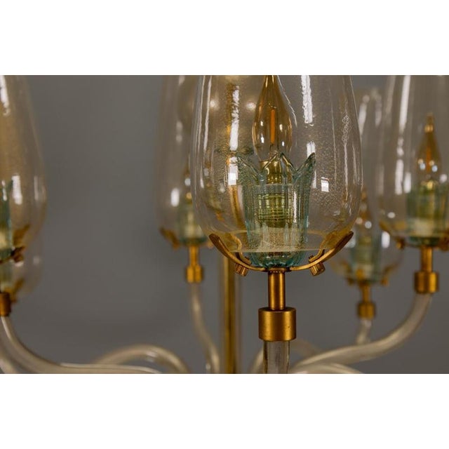 Italian Murano Glass Eight-Light Chandelier with Golden Accents, 1970s For Sale - Image 15 of 18