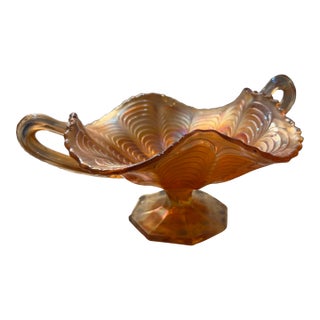 Early 19th Century Fenton Marigold Carnival Glass Bonbon Dish With Handles For Sale