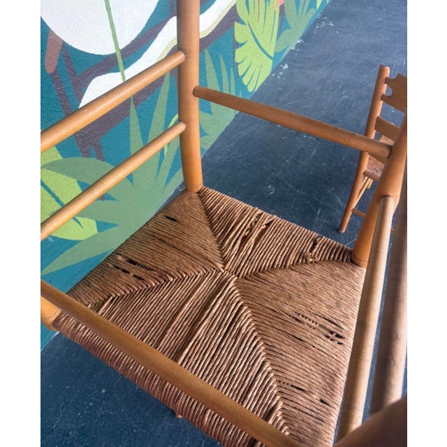 Vintage Beechwood and Rush Ladderback Dining Chairs - 4 For Sale - Image 11 of 12
