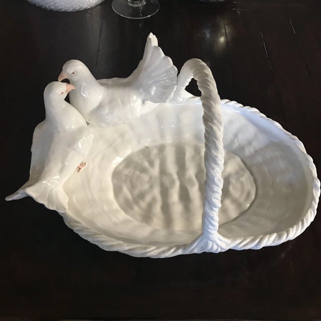 White Vintage Ceramic Dove Basket For Sale - Image 8 of 11