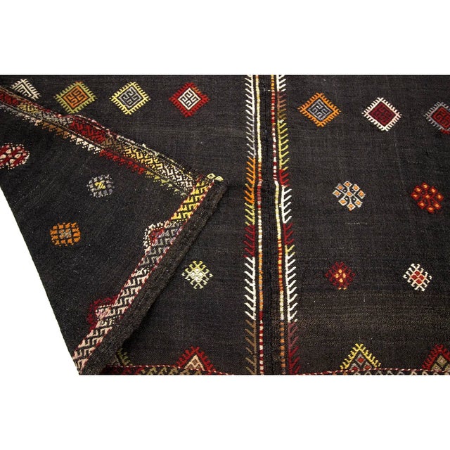 1960s Embroidered Vintage Goat Hair Kilim Rug- 6′8″ × 8′2″ For Sale - Image 5 of 7