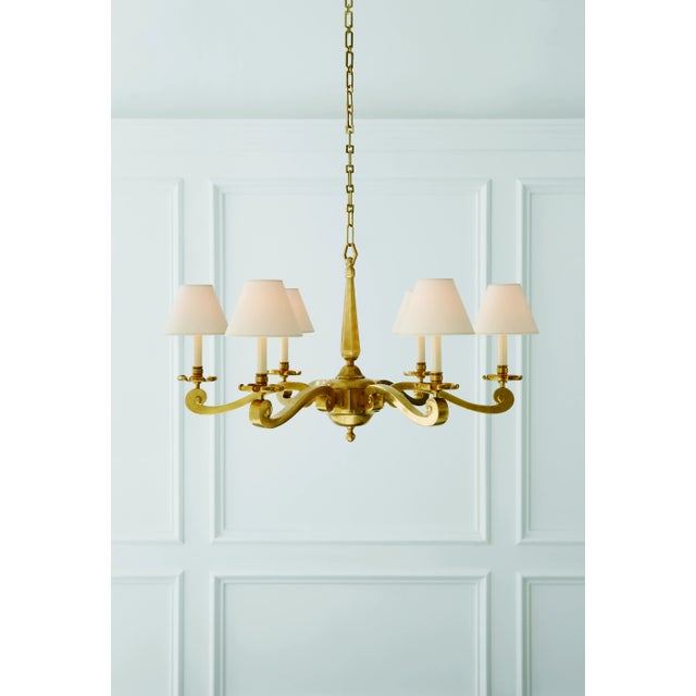 Traditional Alexa Hampton for Visual Comfort Signature Myrna Chandelier in Natural Brass with Natural Paper Shades For Sale - Image 3 of 3