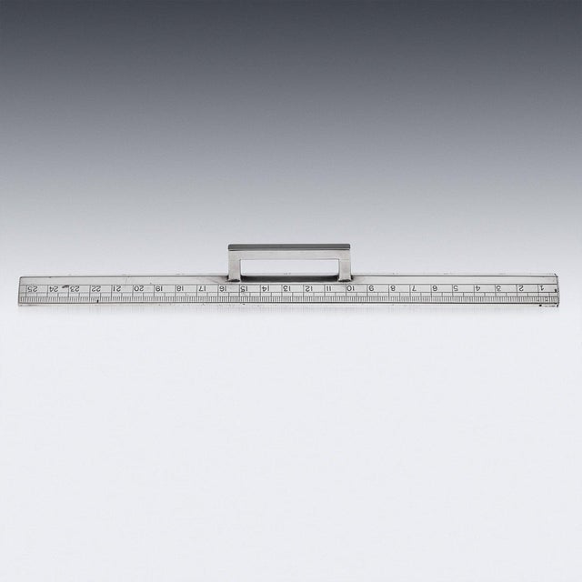 Antique British Silver Weighted Ruler by John Gloag Murdoch, 1910 For Sale - Image 12 of 15