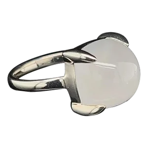 Tiffany & Co. Paloma Picasso Sugar Stacks Milky Quartz Sterling Silver Ring Size 5