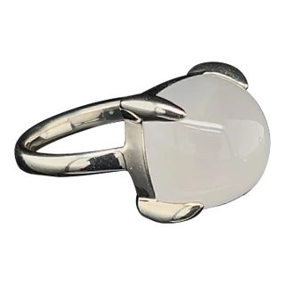 Tiffany & Co. Picasso Sugar Stack Milky Quartz Gem Sterling Silver Ring Size 5 For Sale