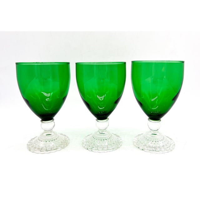 Forest Green Mid 20th Century Hollywood Regency Anchor Hocking Forest Green Glass Goblets – Set of 6 For Sale - Image 8 of 8
