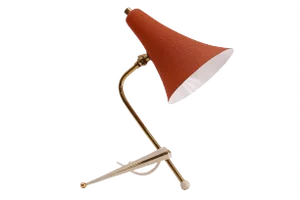 Mid-Century Tripod Table Lamp with Orange Shade