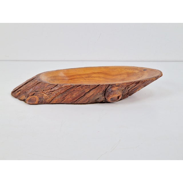 Vintage tree trunk pine wood fruit bowl bowl brutalist '60s Color: Brown Material: pine Wood Style: Scandinavian...