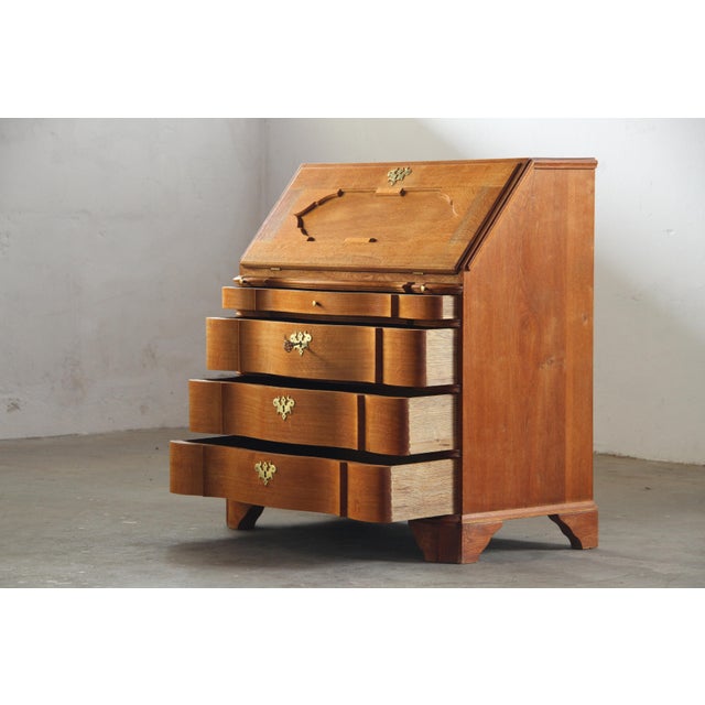 Wood Vintage Oak Fold Down Secretaire, 1960s For Sale - Image 7 of 18