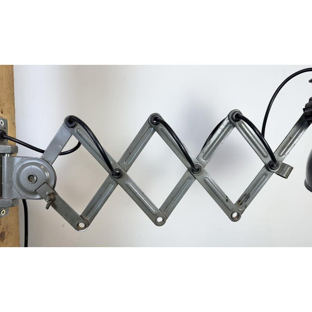 Industrial Black Enamel Scissor Wall Lamp, 1950s For Sale - Image 14 of 18