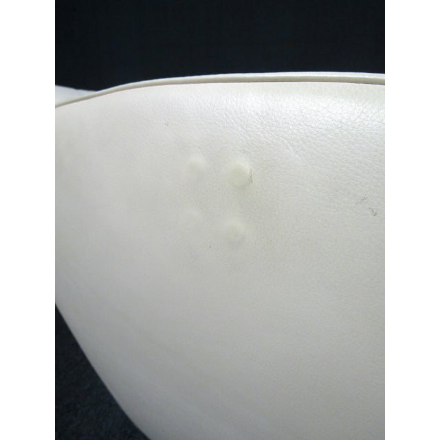 Off-white Modern Leather Armchair by FSM For Sale - Image 8 of 12