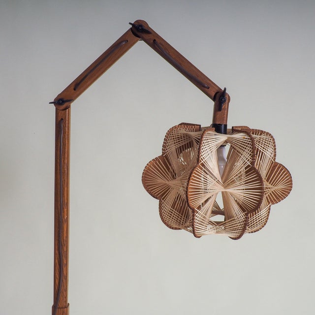 Vintage Danish Floor Lamp with Woven Shade, 1960s For Sale - Image 6 of 17