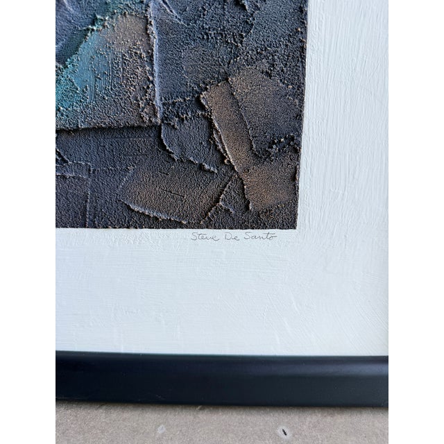 Large Brutalist Stephen Charles De Santo Mixed Media Textured Abstract Painting Framed For Sale - Image 4 of 14