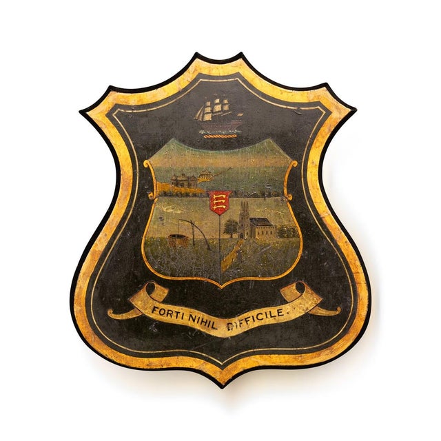 Antique English Hand-Painted Essex Armorial Shield, 19th Century For Sale - Image 14 of 14