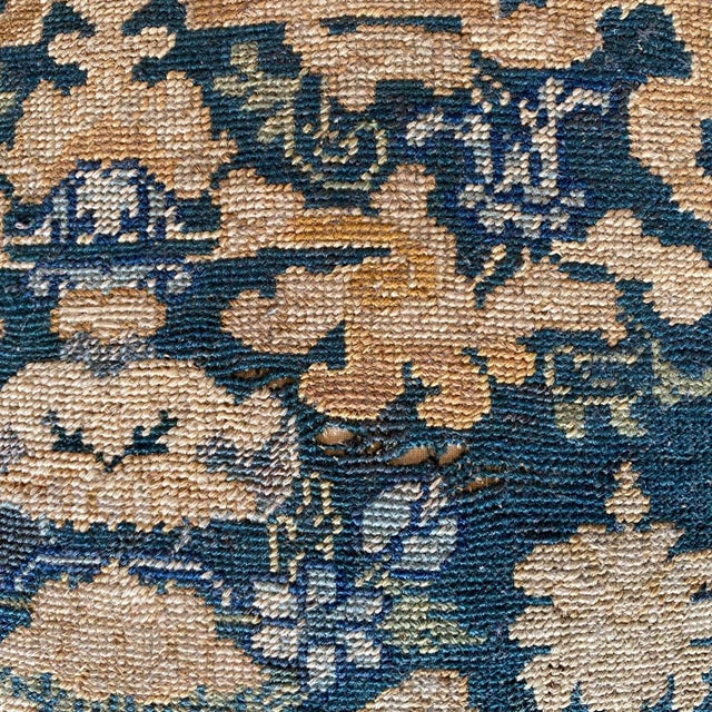 Wood French Louis XIV Carved Walnut Bench Ottoman With Gorgeous Tapestry Upholstery For Sale - Image 7 of 11