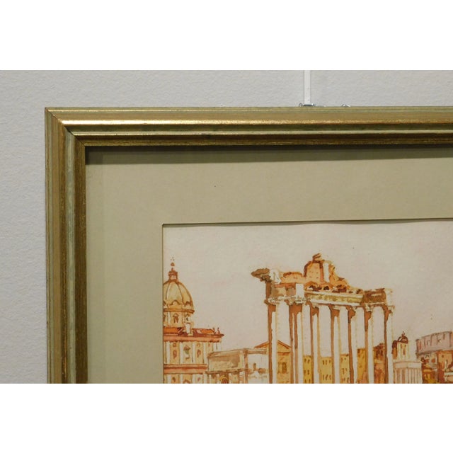1960s Vintage Roman Ruins Watercolor Painting Signed Bollazzi For Sale - Image 5 of 13