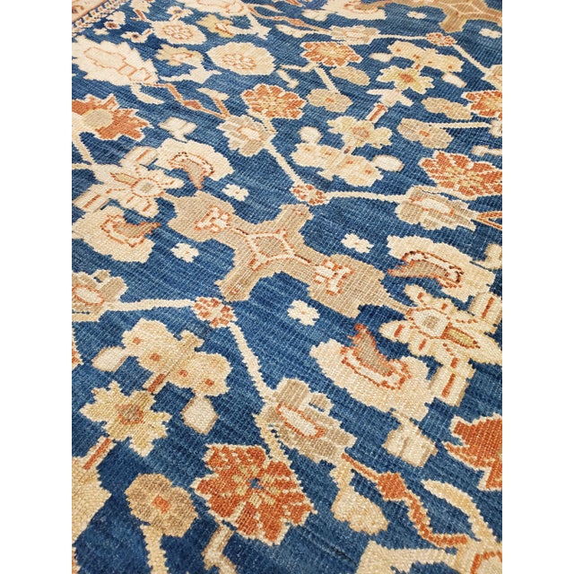 Antique Persian Sultanabad Handmade Oriental Light Blue & Terracotta Rug For Sale - Image 10 of 12