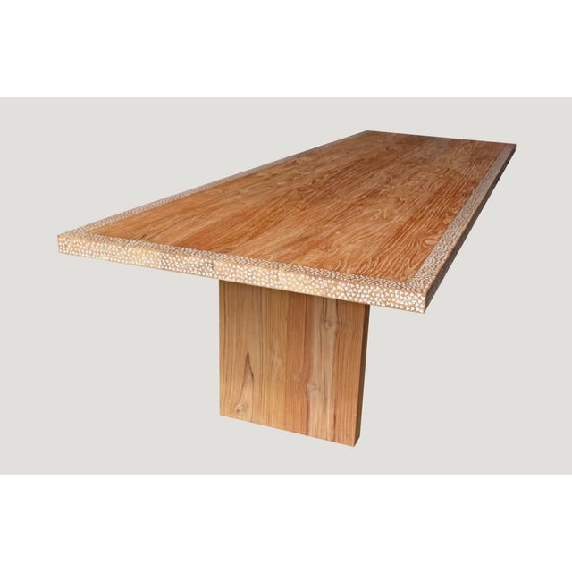Andrianna Shamaris Shell Inlay Teak Wood Dining Table For Sale - Image 16 of 18