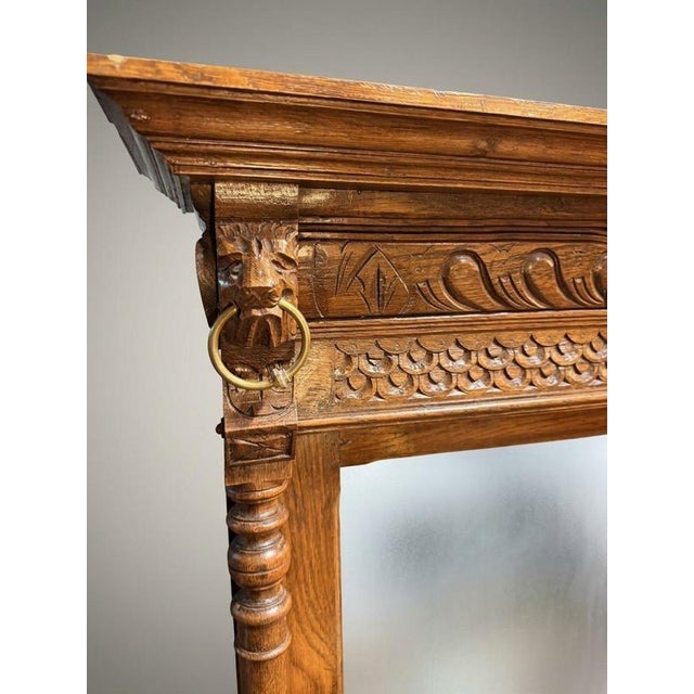 Antique Belgian Mechelen Carved Oak Mirror, 1800s For Sale - Image 4 of 5