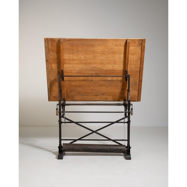 Tan Architect's Oak Drawing Table, Antique, France, Early 20th Century For Sale - Image 8 of 13