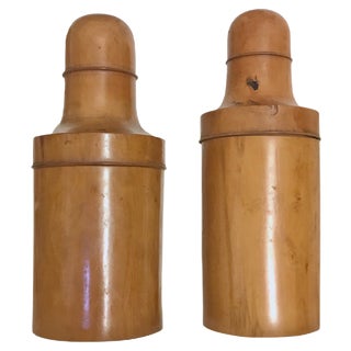 Early 20th Century Italian Boxwood Pharmacy Bottles, Set of 2 For Sale