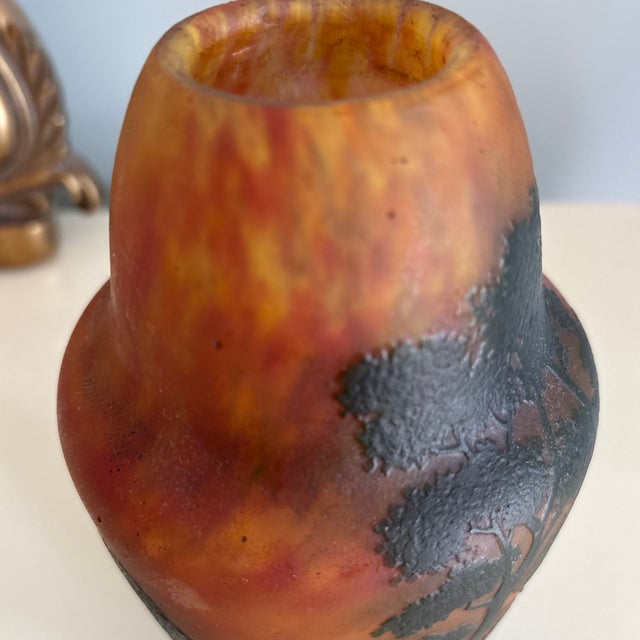Burnt Orange Nancy Daum Cameo Glass Vase For Sale - Image 8 of 12