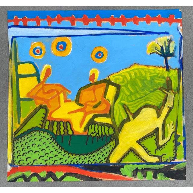 Painting on paper from the estate of Atlanta self taught outsider artist Laurence Stuart Connatser (1938-1996). Connatser...