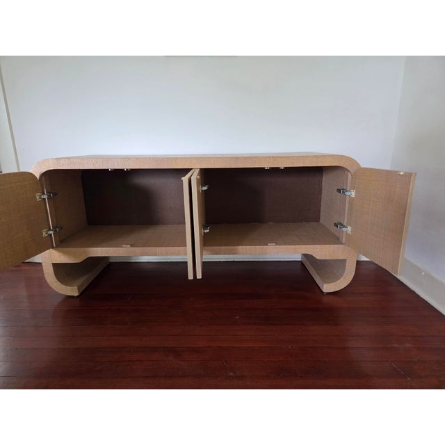 Vintage Karl Springer Style Grasscloth Sideboard / Credenza For Sale In Portland, OR - Image 6 of 7