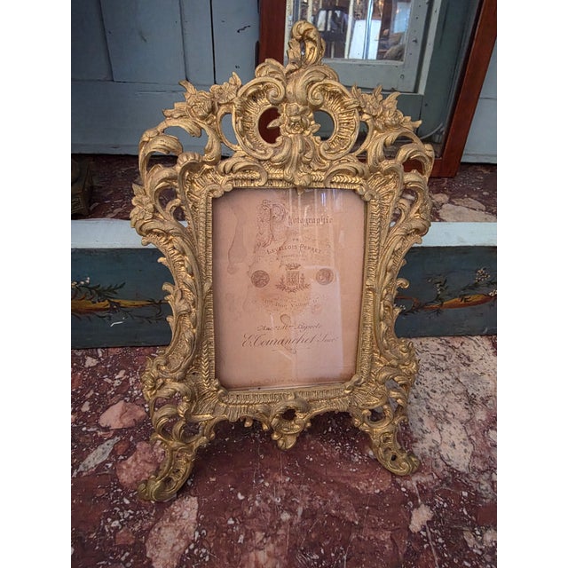 1900 - 1909 Antique Gilt Brass French Frame For Sale - Image 5 of 7