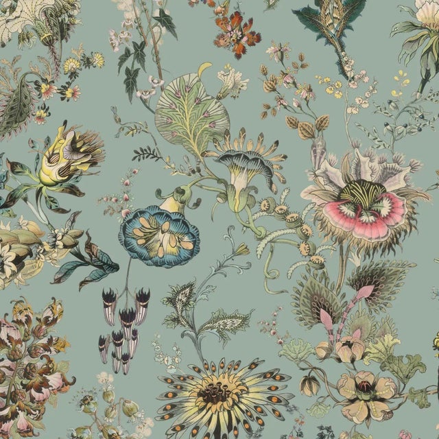 House of Hackney Flora Fantasia Wallpaper - Sky Blue, Sample For Sale