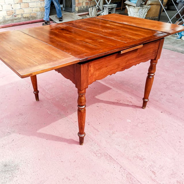 Extendable Pull-Out Table in Solid Fir Wood, Italy, 19th Century For Sale - Image 14 of 17