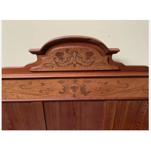 Antique Art Nouveau Ornate Bed with Inlays, 1900 For Sale - Image 9 of 11