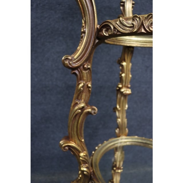 Hollywood Regency Gilt Wood and Glass Etagere Display Stand For Sale - Image 10 of 11
