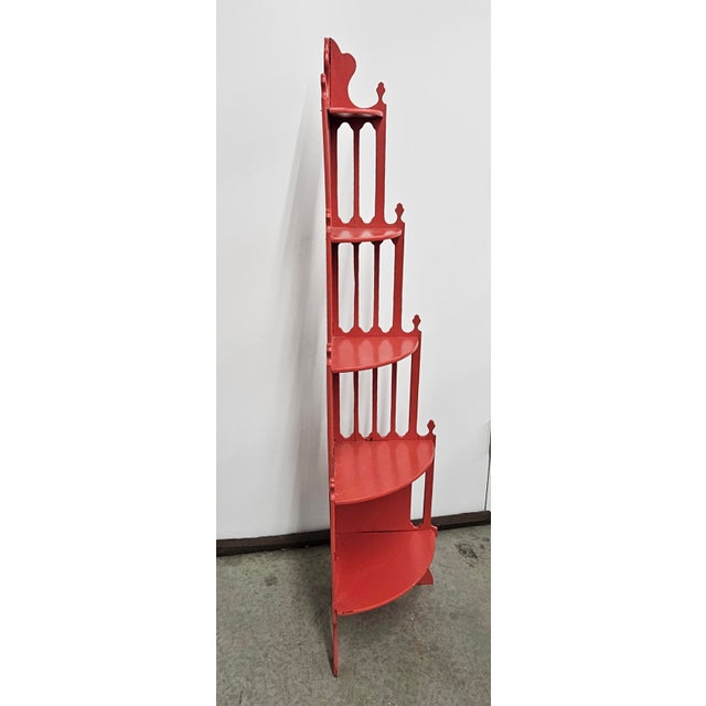 Chinese Chinese Chippendale Style Red Lacquered Corner Etagere For Sale - Image 3 of 6