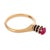 1970s Vintage Architectural Synthetic Ruby 14k Yellow Gold Solitaire Ring, Size 7.5 For Sale - Image 5 of 5