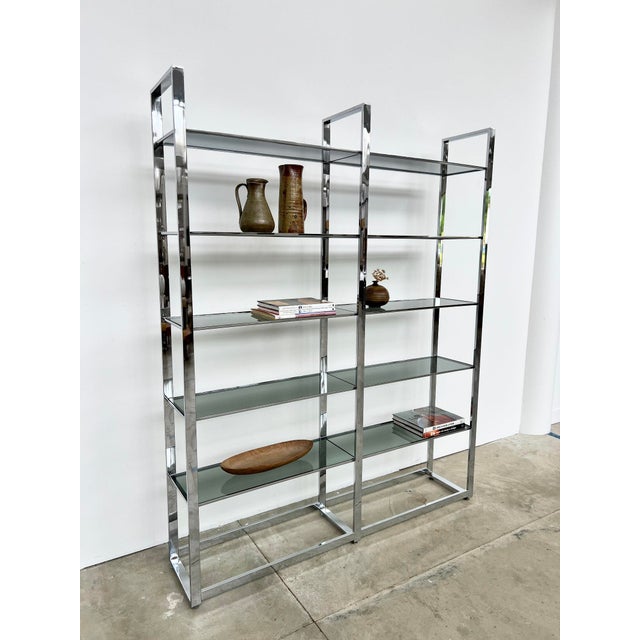 Italian Chrome and Smoked Glass Bookcase, 1970s For Sale - Image 11 of 16