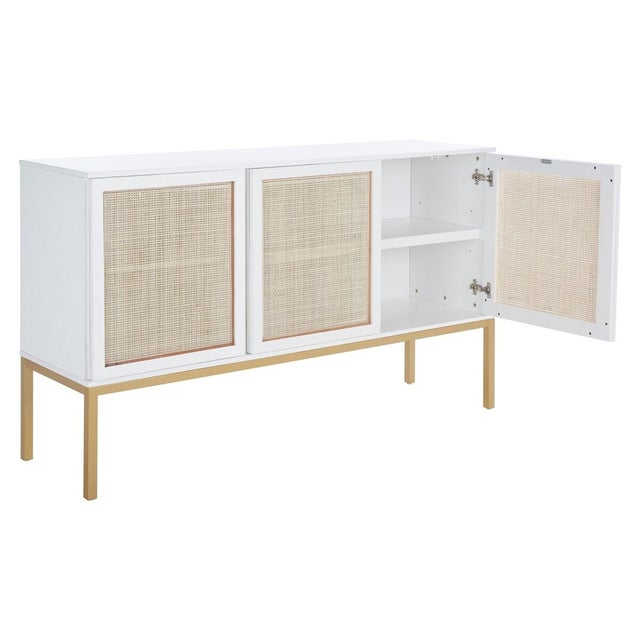 2 Shelf Rattan Sideboard - White/Gold For Sale - Image 9 of 10